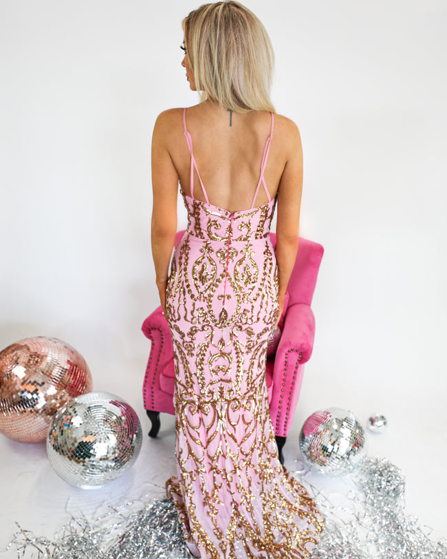 The Lovely Pink and Sequin Gown - The Lace Cactus