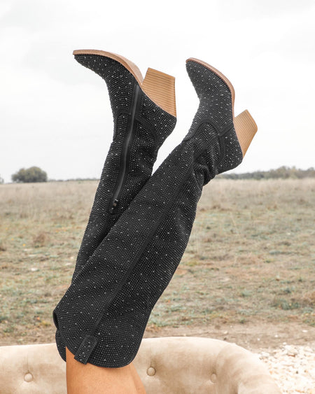 Samara Black Zip Up Cowgirl Boots
