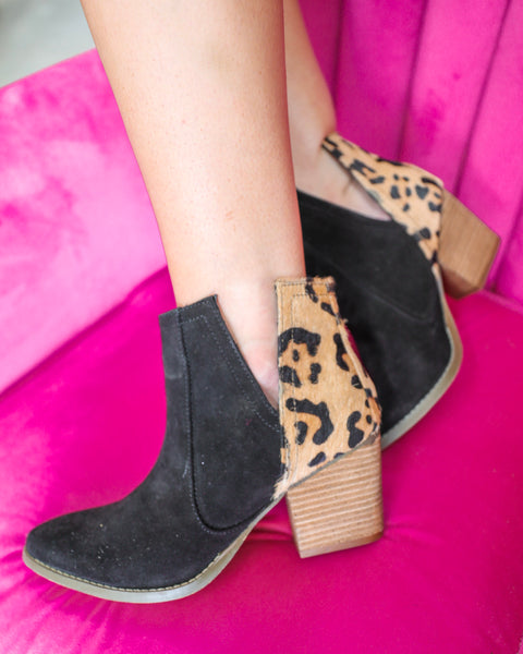 Camilyn Black Leopard Booties - The Lace Cactus
