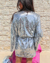 Lynlee Silver Sequin Wrap Dress - The Lace Cactus