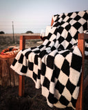 #9-Black and White Checkered Blanket - The Lace Cactus
