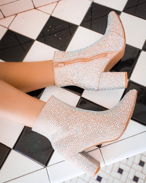 Icy Champagne Pointed Booties - The Lace Cactus