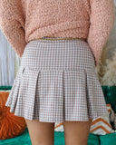 Gretchen Taupe Gingham Pleated Skort - The Lace Cactus