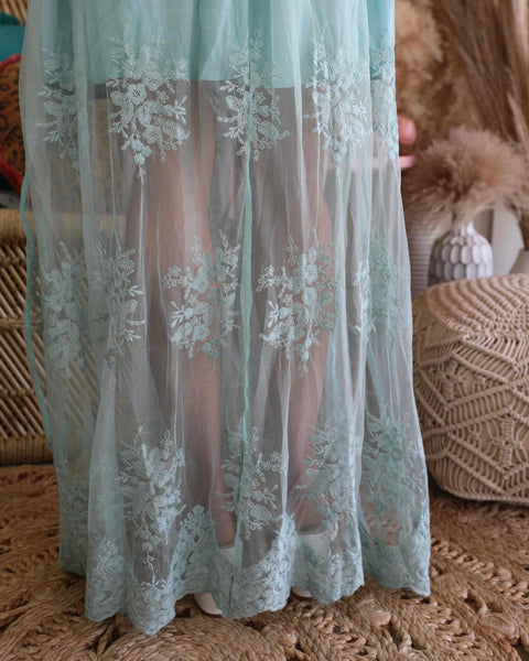 Blue Tea Rose Maxi Dress - The Lace Cactus