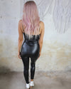 Billiana Black Faux Leather Jumpsuit - The Lace Cactus