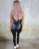 Billiana Black Faux Leather Jumpsuit - The Lace Cactus