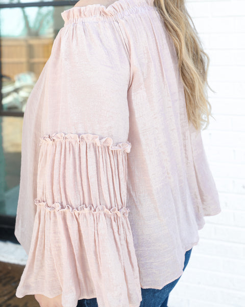 Nude Off Shoulder Tiered Top (PLUS) - The Lace Cactus