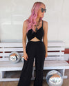 Brielle Black Slinky Pant Set - The Lace Cactus