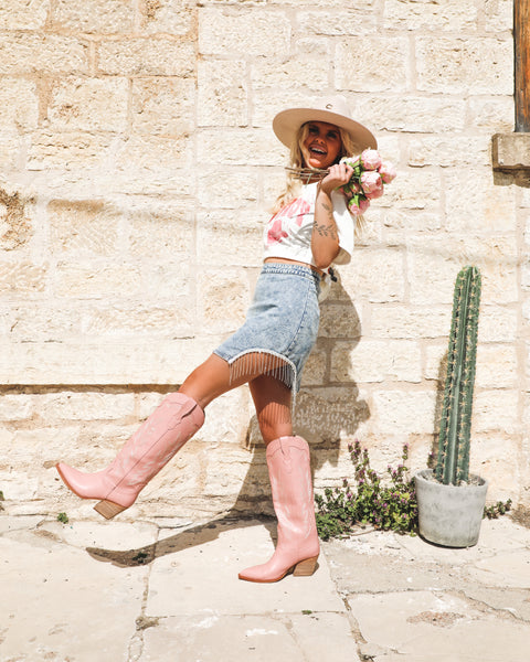Indigo Pink Boots - The Lace Cactus