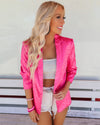 Phoebe Pink Satin Leopard Blazer - The Lace Cactus