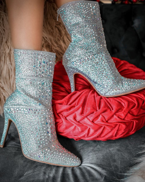 Event Silver Rhinestone Booties - The Lace Cactus