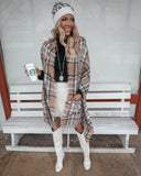 One Size Beige and Black Plaid Pocket Poncho - The Lace Cactus